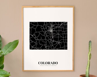 Map of Colorado Printable, Colorado Map Print, Printable CO Map Poster, Custom Map Art, Minimalist Map Art, Modern Map Art, Colorado Art