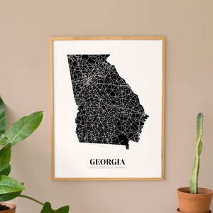 Map of Georgia, Printable Georgia Map, Printable GA Map Poster, Custom ...