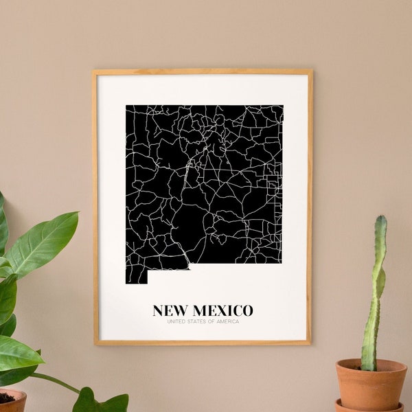 Map of New Mexico, Printable New Mexico Map, Printable NM Map Poster, Custom Map, Minimalist Map Art, Modern Map Art, Travel Art