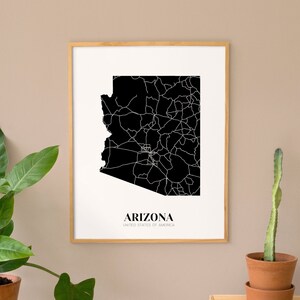 Map of Arizona Printable Arizona Map Print Printable AR Map - Etsy