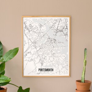 Portsmouth Map, Portsmouth New Hampshire Printable Map, Portsmouth NH map, Minimalist Map, Printable map art, City Map Poster, Ohio Map image 1