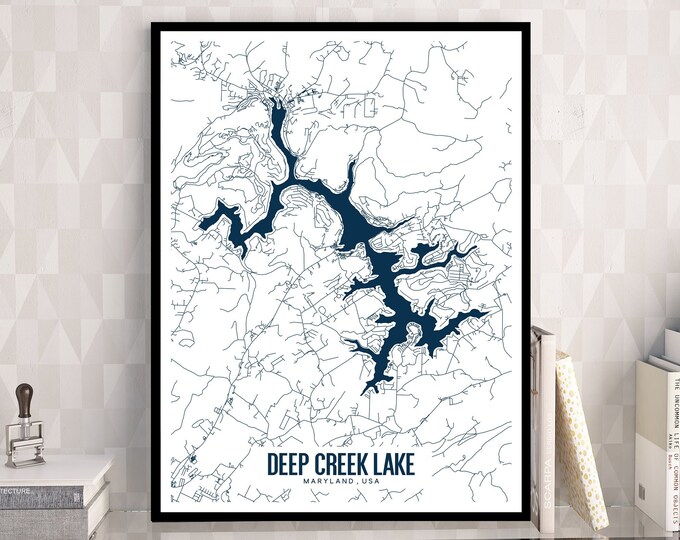 Deep Creek Lake Printable Map, Deep Creek Lake Map, Deep Creek Print