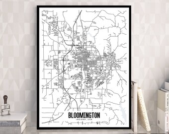 Bloomington Indiana Map Printable, Bloomington map art, Indiana map art, Printable City Map,bMinimalist Map Art, Office Wall Art