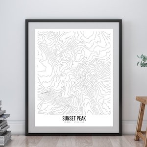 Sunset Peak Utah Printable Topographic Map 16x20, Wasatch Mountains Map, Mount Olympus Utah , Topographic Map, Utah map art, topographic