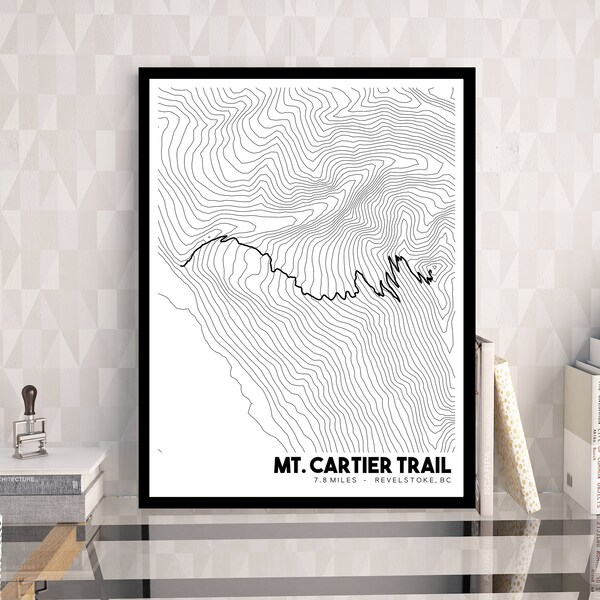 Mt. Cartier Trail Colorado Topographic Map, Printable Mountain Biking Map, MTB Trail Map, Printable Topo Map, Revelstoke BC Map