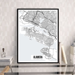 Alameda California Printable Map, California City Map Art, Oakland CA ...