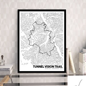Tunnel Vision Trail Topographic Map, Printable Mountain Biking Map, MTB Trail Map, Printable Topographic Map, Bella Vista, Arkansas