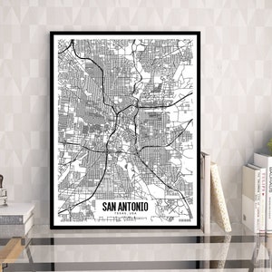 San Antonio Texas Printable Map San Antonio Map Poster San Etsy