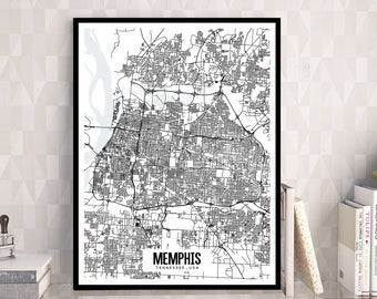 Memphis Tennessee Map Printable, Printable Map for Office, Memphis Wedding Gift, Modern Map Print, Minimalist Wall Art, Tennessee Wall art