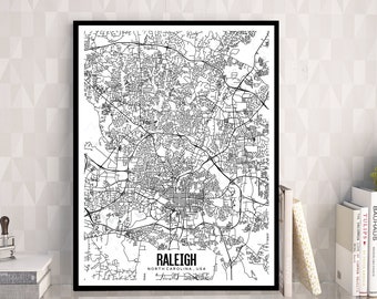Raleigh, North Carolina map, Raleigh NC map art, North Carolina map art, Raleigh NC, Raleigh decor, Raleigh Map, NC map