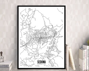 Sedona Arizona Map Printable, Sedona Map Poster, Sedona Arizona Map, Sedona Wall Art, Sedona Arizona Gift, Arizona Wall Decor, City Map Art