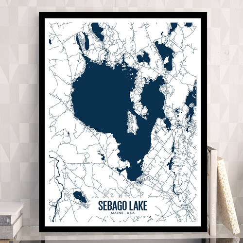 Printable Sebago Lake Map Sebago Lake Maine Print Sebago - Etsy