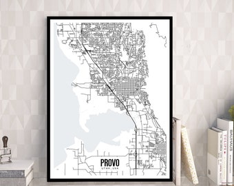 Provo, Utah printable map, Provo map art, Provo UT wall art, Provo map art, Provo  wall decor, Printable office decor