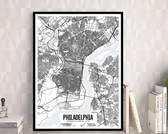 Philadelphia Pennsylvania printable downtown street map, Philadelphia city map art, PA map art, Philly art, Philly wall decor 8"x10"