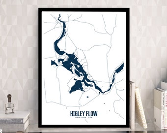 Higley Flow Printable Map, Higley Flow NY Map, Higley Flow State Park, Printable Topographic Map, New York Map, Upstate New York gift