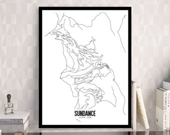 Sundance, Utah printable map, Sundance map art, Sundance UT wall art, Sundance Resort map art, Utah wall decor, Printable office decor