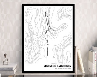 Angels Landing Trail Topographic Map, Printable Angels Landing Map, Trail Map, Printable Topographic Map, Zion Map, Zion National Park
