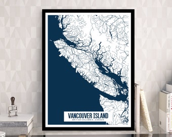 Vancouver Island British Columbia Map Printable, Canada Map Art, Vancouver Map Poster, Modern Map Print, Minimalist Wall Art