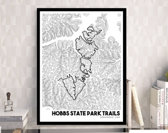 Hobbs State Park Trails Topographic Map, Printable Mountain Biking Map, MTB  Trail Map, Printable Topographic Map, Belle Vista Arkansas