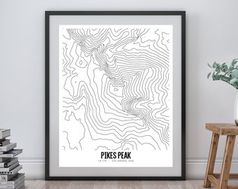 Pikes Peak druckbare topographische Karte 16 x 20, Pikes Peak Colorado Karte, Pikes Peak Wandbilder, druckbare topographische Karte, Pikes Peak Poster