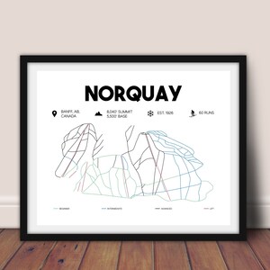 Norquay Ski Resort map 16"x20", Norquay Printable Ski Map, Skiing Wall Art, Printable Ski Gift, Alberta Canada Ski Map