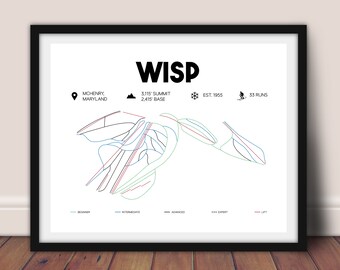 Wisp Ski Trail Map Wisp Resort Printable Ski Trail Map 16X20 Wisp | Etsy