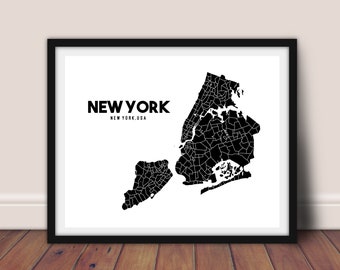 New York City Printable Map, NYC Map Poster, NYC Map, New York City wall art, NYC decor, Printable New York Map, Brooklyn Map, Manhattan