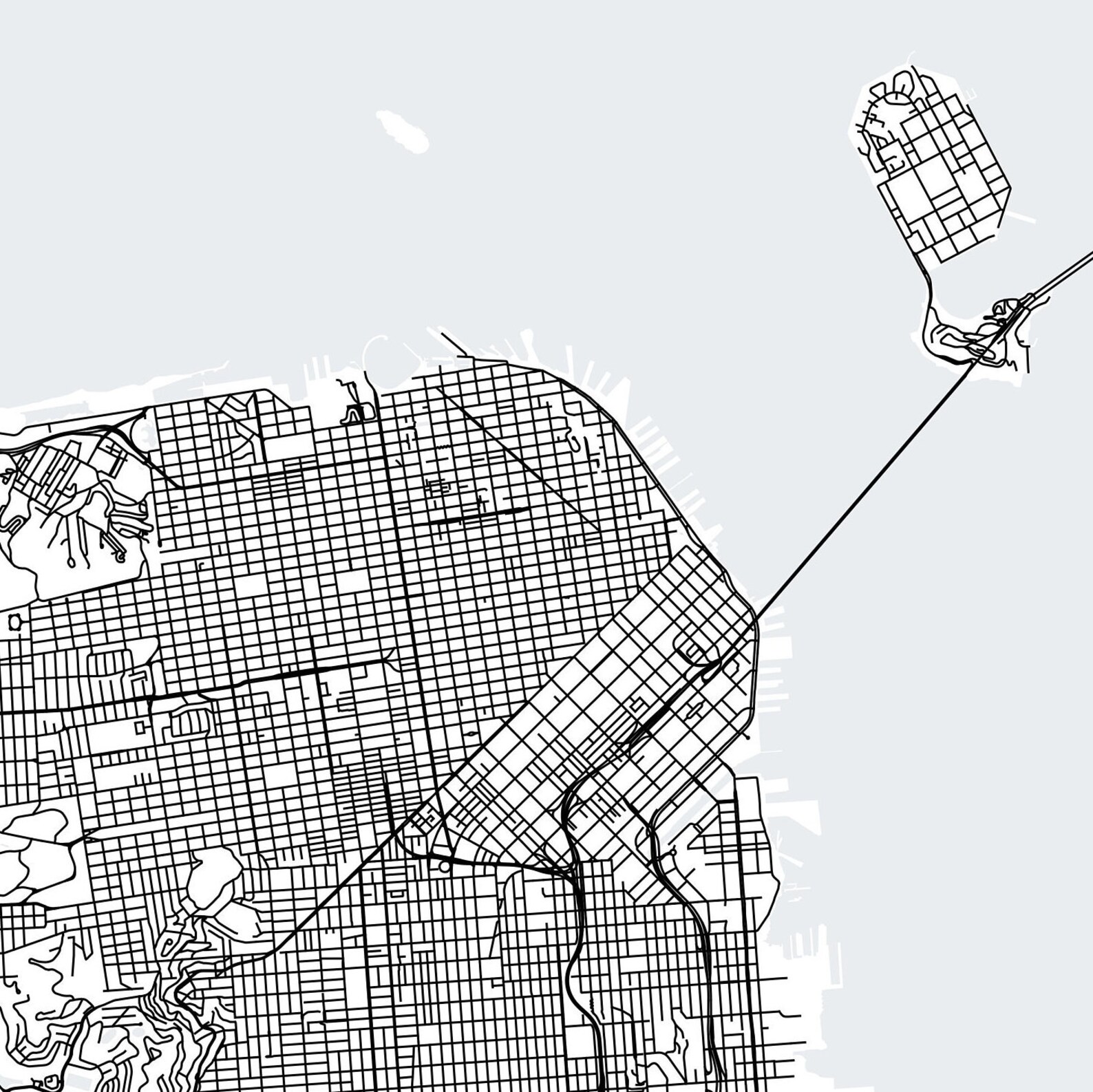 San Francisco California Printable Map San Francisco Map Art - Etsy