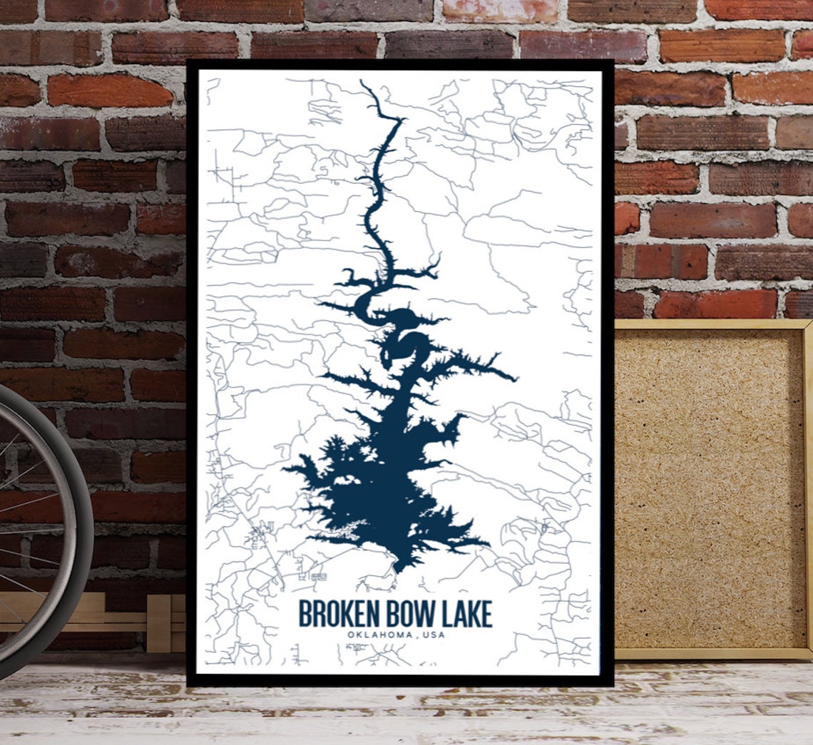 Broken Bow Lake Oklahoma Printable Map Broken Bow Lake Art Etsy