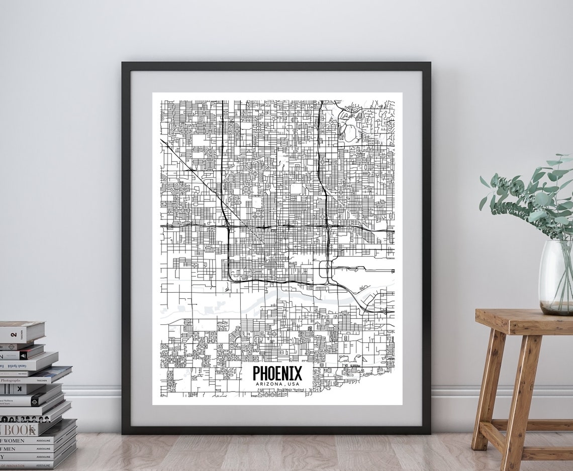 Phoenix Arizona Map Printable Phoenix map art AZ map art | Etsy