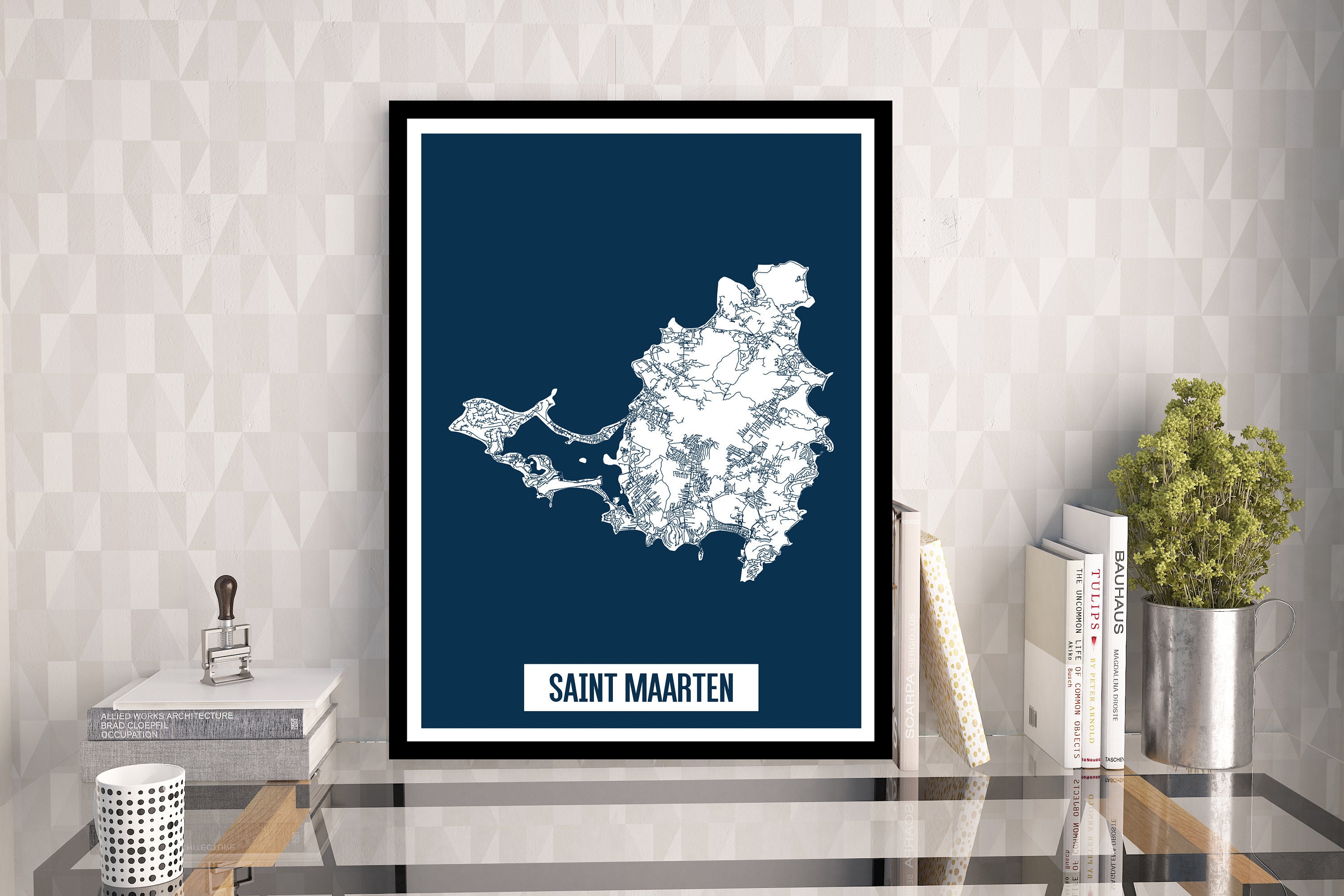 Saint Maarten Printable Map St Maarten Wall Art Beach Map - Etsy