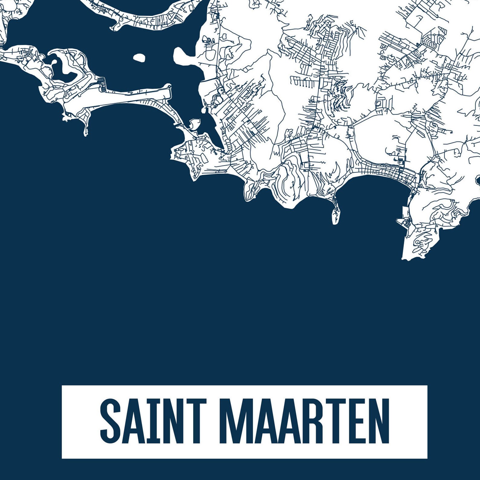 Saint Maarten Printable Map St Maarten Wall Art Beach Map - Etsy