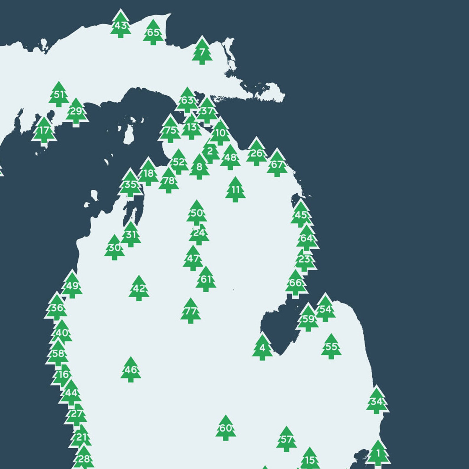 Michigan State Parks Map Printable 16x20 Gift for - Etsy