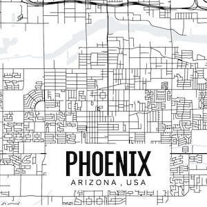 Phoenix Arizona Map Printable Phoenix Map Art AZ Map Art | Etsy