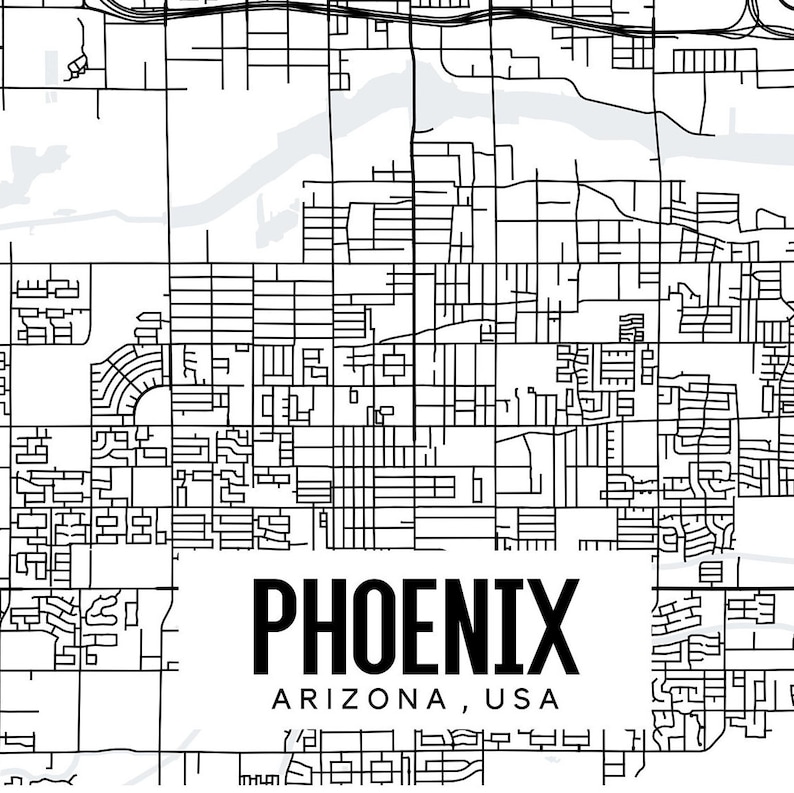 Phoenix Arizona Map Printable Phoenix Map Art AZ Map Art | Etsy