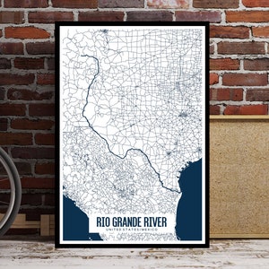 Rio Grande River Printable Map Poster, Rio Grande Map, Rio Grande River, Mexico Print 16x20 ...