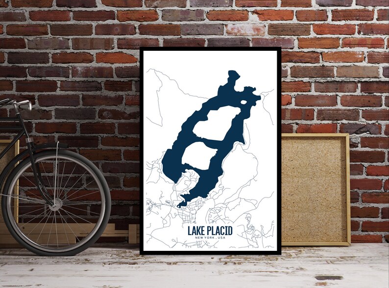 Lake Placid Printable Map Lake Placid NY Map Lake Placid Etsy
