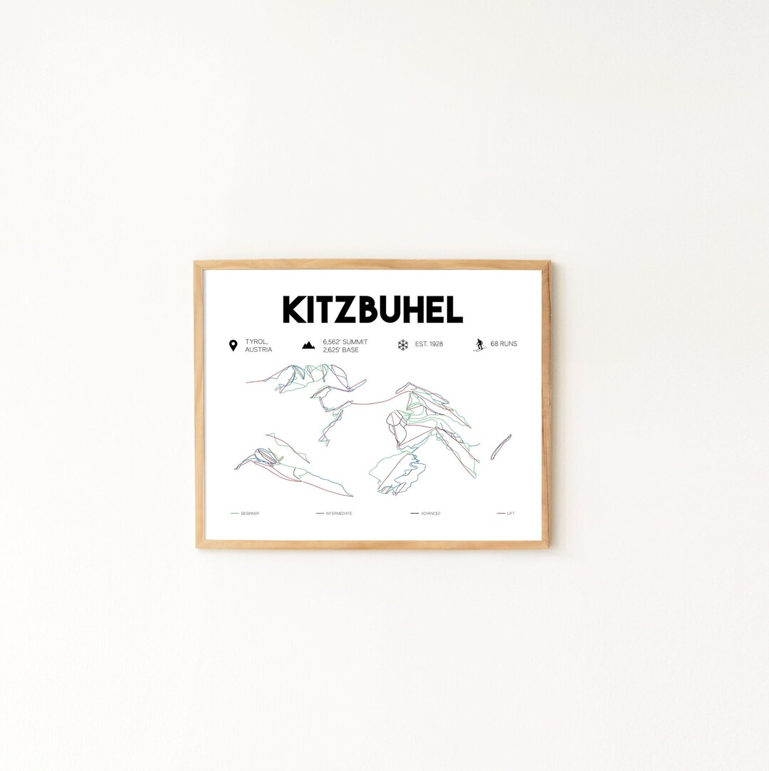 Kitzbuhel Printable Ski Map Ski Map 16x20 Etsy