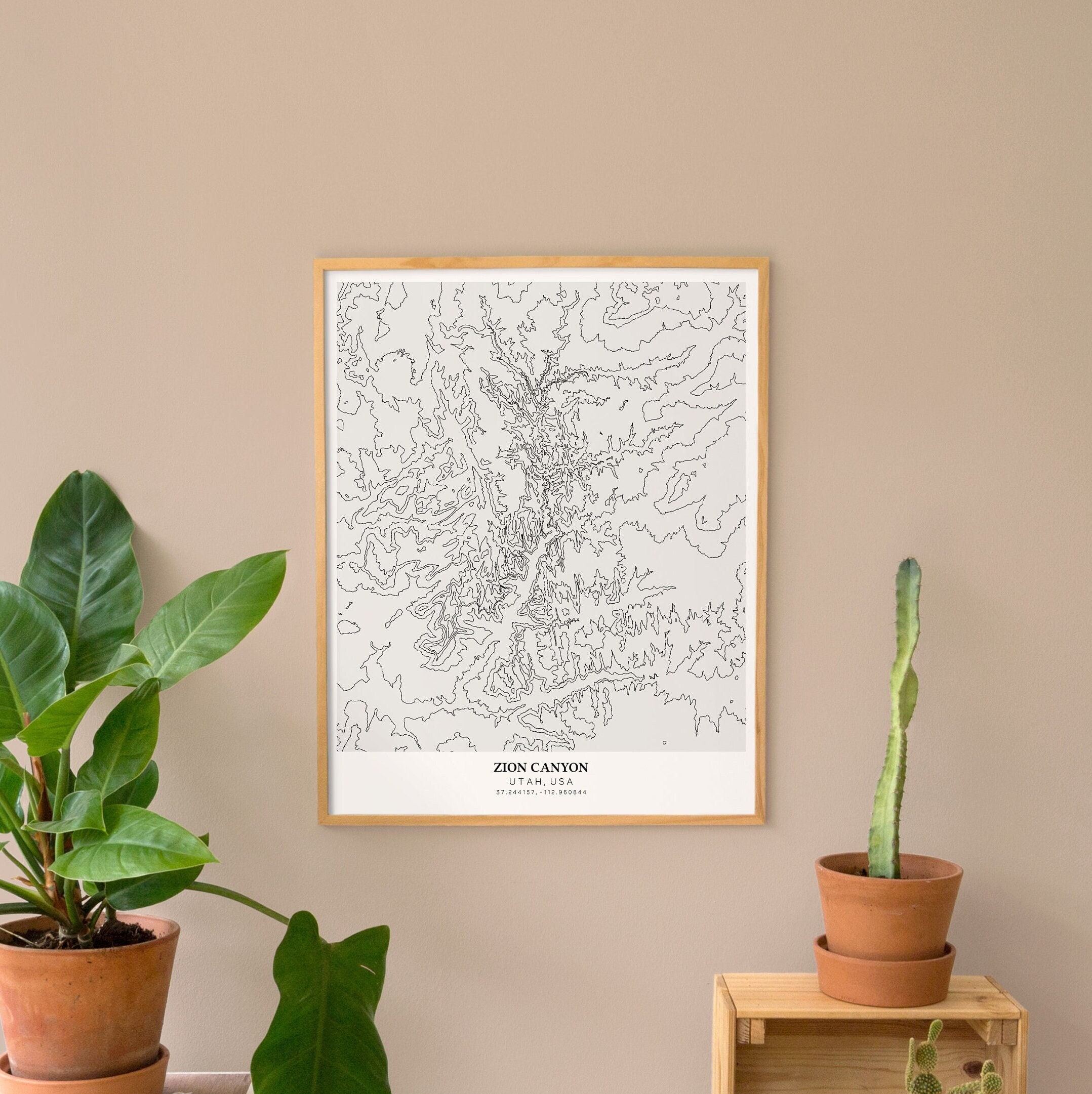 Zion Canyon Printable Topographic Map 16x20 Zion Map Zion NP Etsy