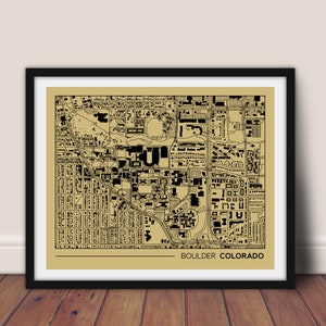 Boulder Colorado Printable Map, UC Boulder Campus Map, Gift for College ...