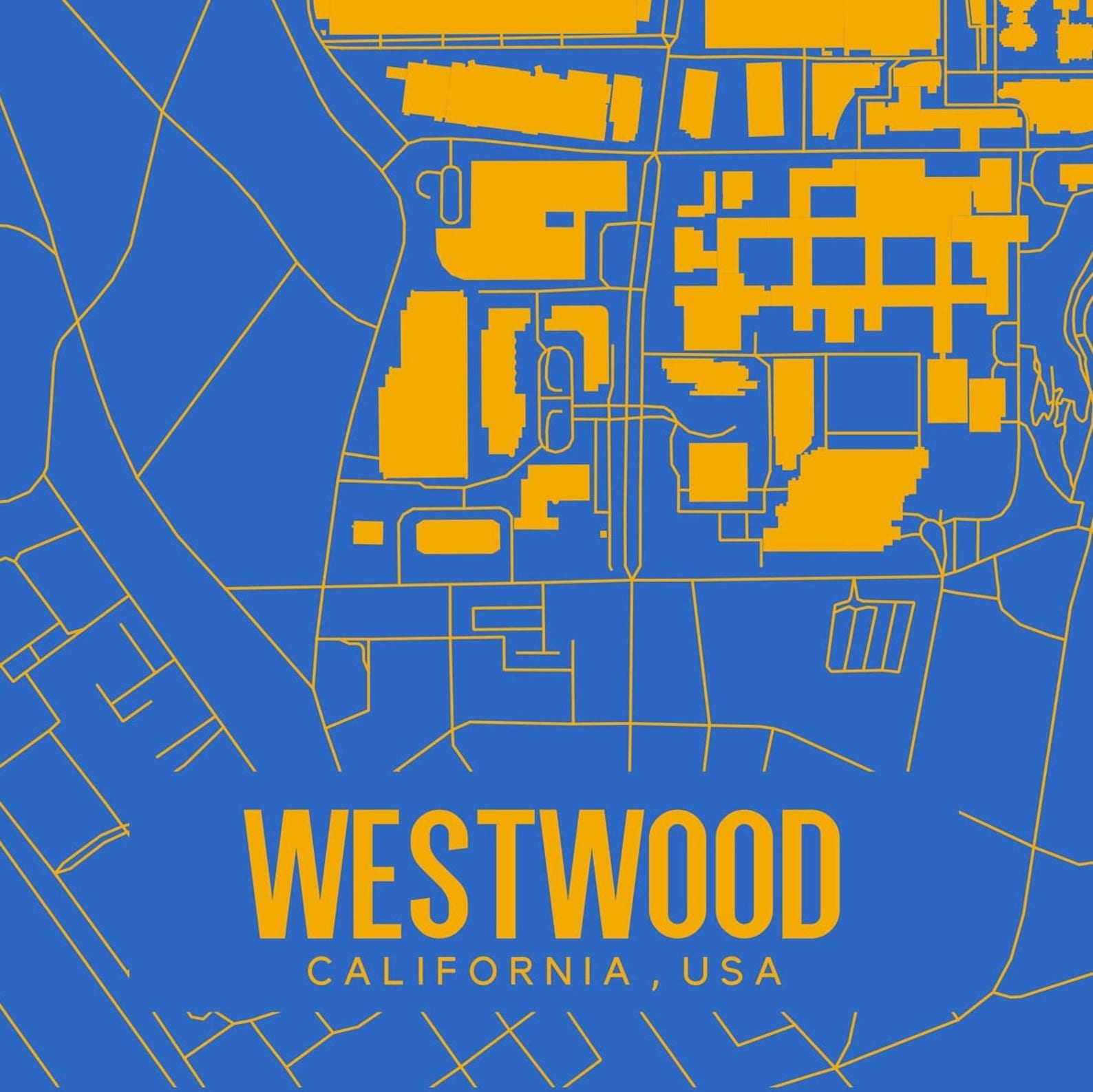 Westwood California Printable Street Map University of Etsy