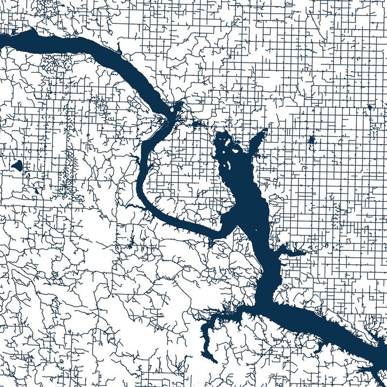 Lake Sakakawea Printable Map North Dakota Wall Art Lake Etsy