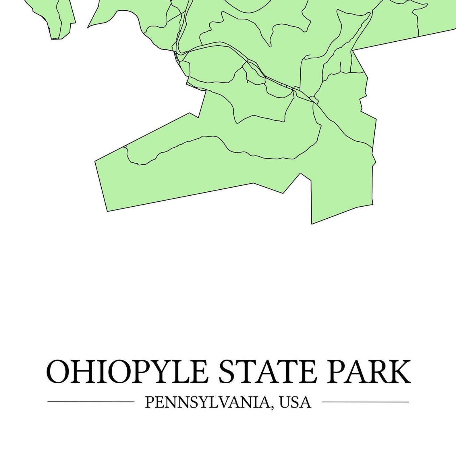 Ohiopyle State Park Map Printable Pennsylvania Map Art Etsy