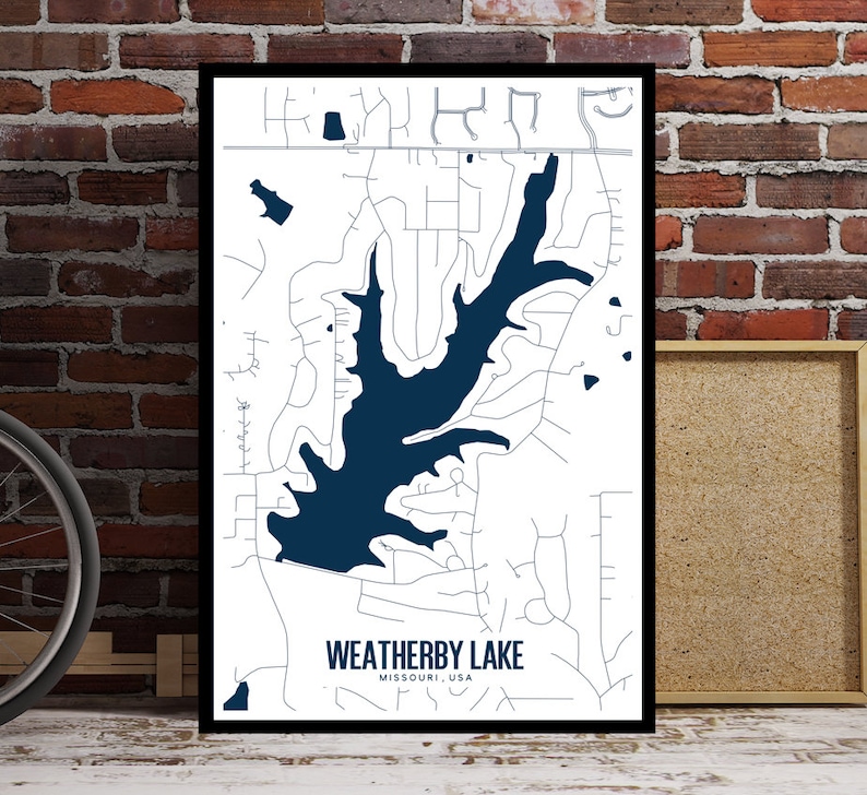 Weatherby Lake Missouri Printable Map Missouri Wall Art Etsy