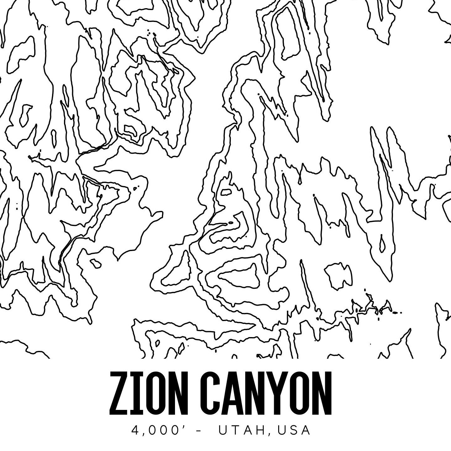 Zion Canyon Printable Topographic Map 16x20 Zion Map Zion NP Etsy