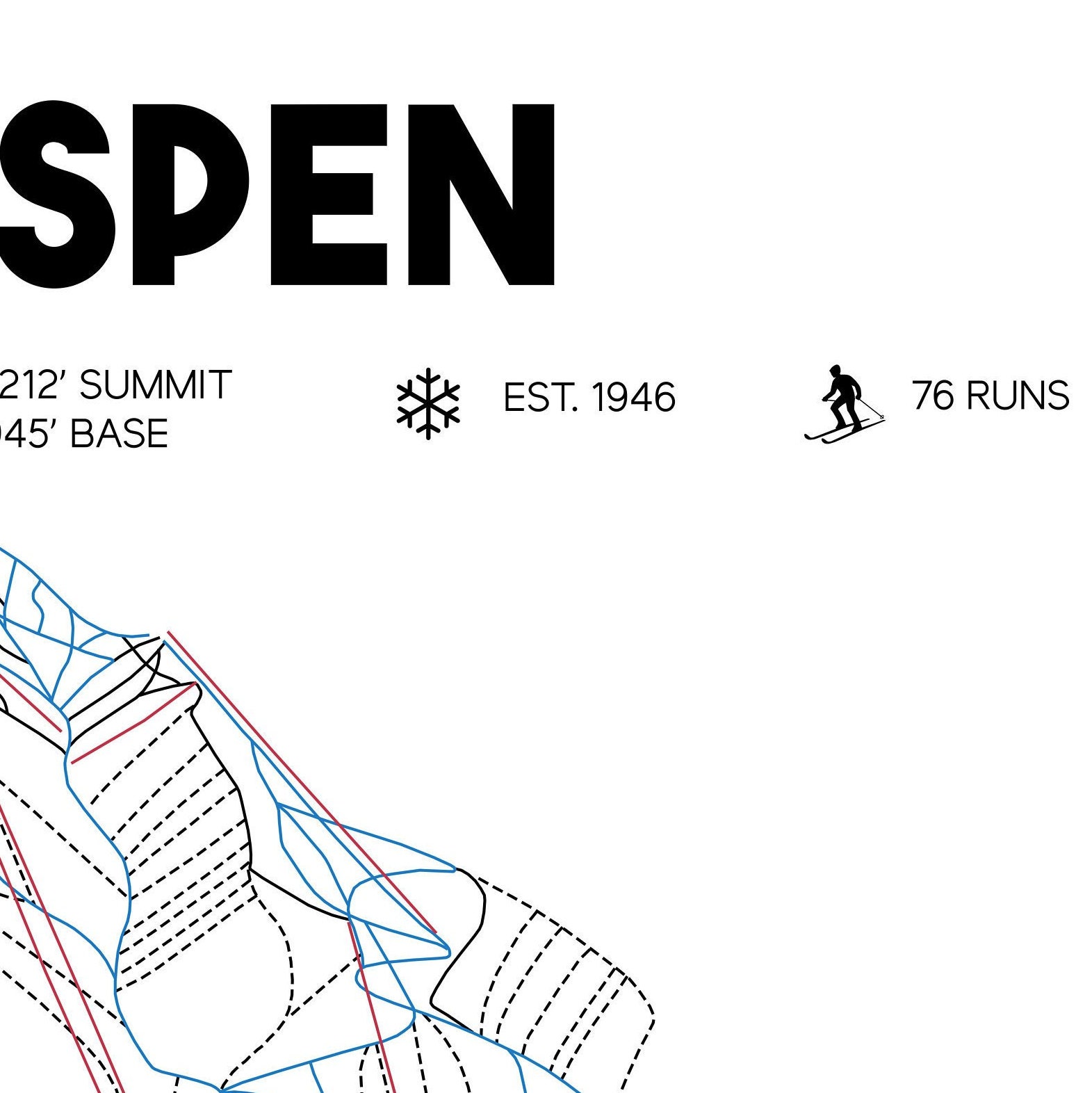 Aspen Colorado Printable Ski Map 16x20 - Etsy