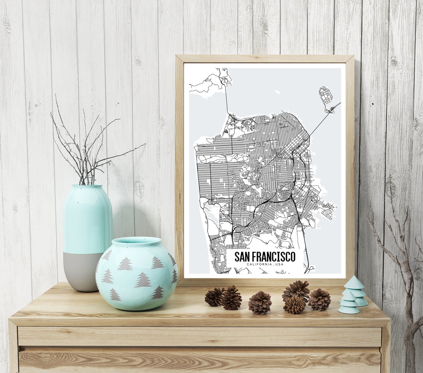 San Francisco California printable map San Francisco map art | Etsy