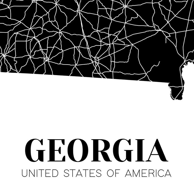 Map of Georgia Printable Georgia Map Printable GA Map - Etsy