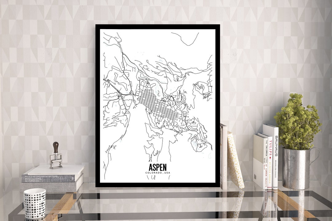 Aspen Colorado Printable Map, Aspen Wall Decor, Aspen Ski Map Poster ...