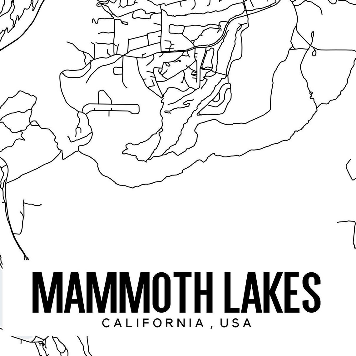 Mammoth Lakes Printable Map Mammoth California Map Poster Etsy